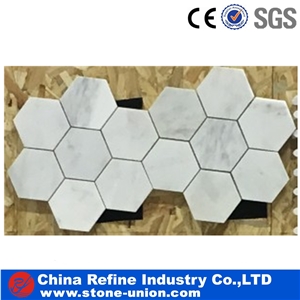 Hexagon Mosaic Tiles,Bianco Carrara Mosaic