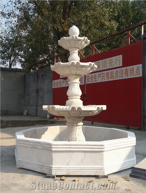 Large Outdoor Garden White Marble Pool Fountain