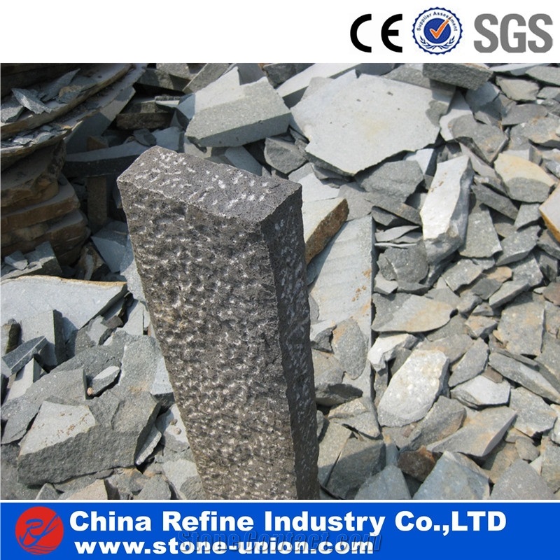Natural Split Hainan Black Basalt Kerbstone