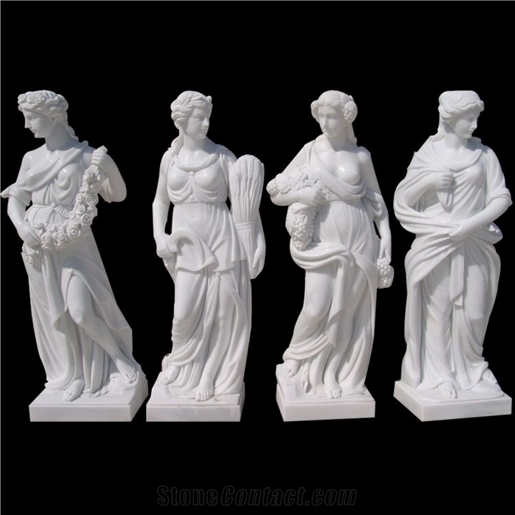 Polished Angel Sculptures White Marble Statue