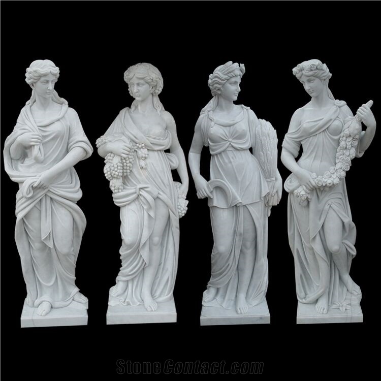 Polished Angel Sculptures White Marble Statue