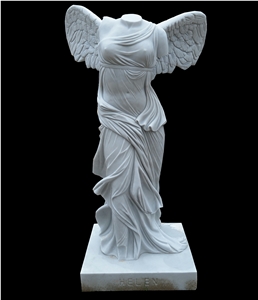 Polished Angel Sculptures White Marble Statue