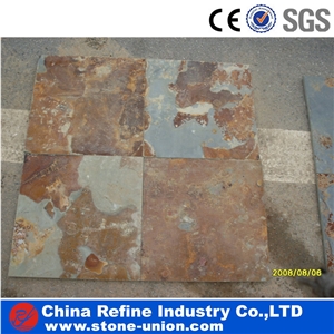 Rusty Slate Covering Yellow Tiles, Paving Stone