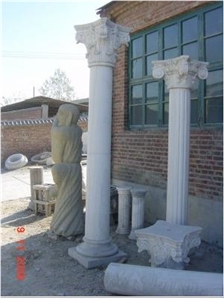 White Marble Roman Columns by Handcarved Sculpture