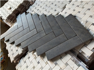 Black Basalt Mosaic Wall Floor Tiles