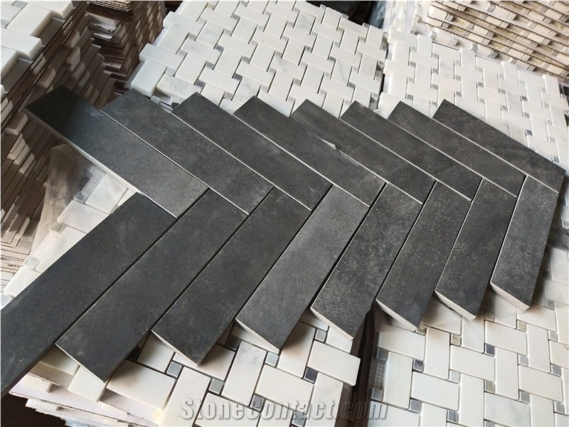 Black Basalt Mosaic Wall Floor Tiles