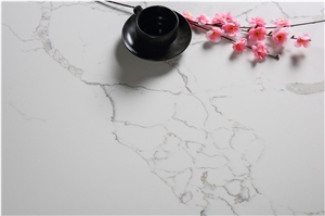 Calacatta Pearl White Quartz Slab for Countertop