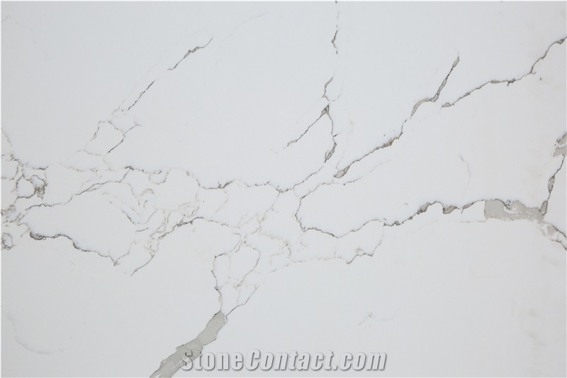 Calacatta Pearl White Quartz Slab for Countertop