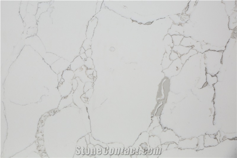Calacatta Pearl White Quartz Slab for Countertop