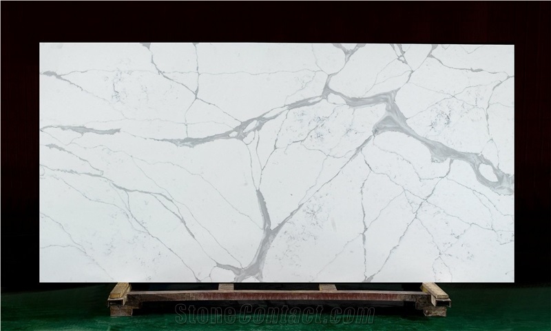 Calacatta Vicenza White Quartz Slabs Countertops