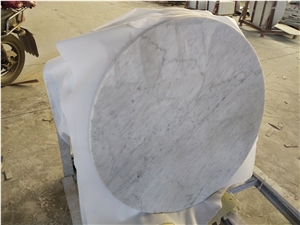 Round Carrara White Marble Table Top