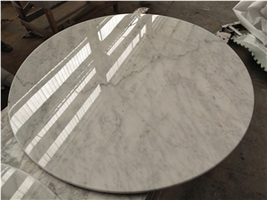 Round Carrara White Marble Table Top
