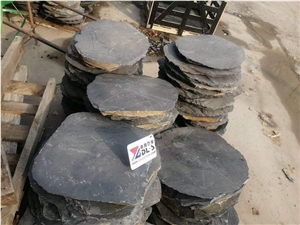Black Slate Round Garden Stepper Stone Paver