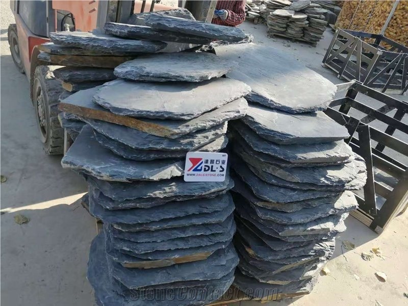 Black Slate Round Garden Stepper Stone Paver