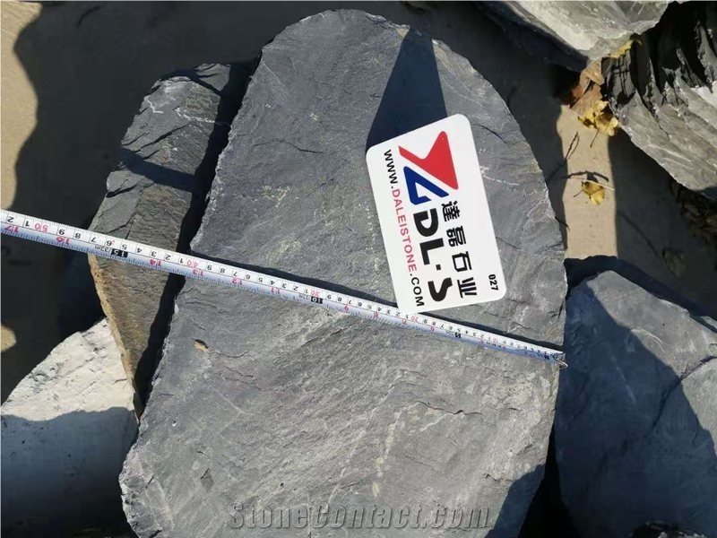 Black Slate Round Garden Stepper Stone Paver