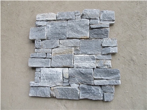 Blue Quartzite Brick Stacked Stone Wall Cladding