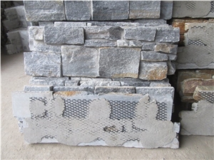 Blue Quartzite Brick Stacked Stone Wall Cladding