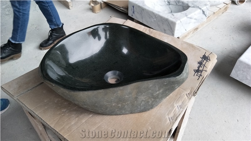 China River Stone Sinks Wash Basins Bathroom Set
