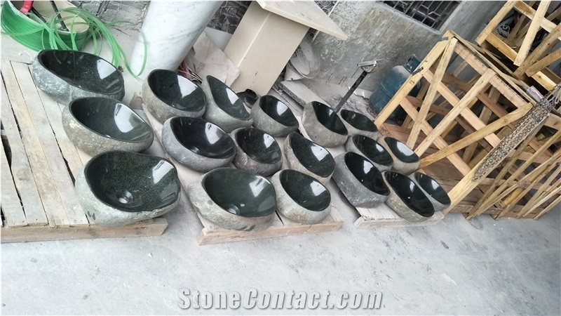 China River Stone Sinks Wash Basins Bathroom Set