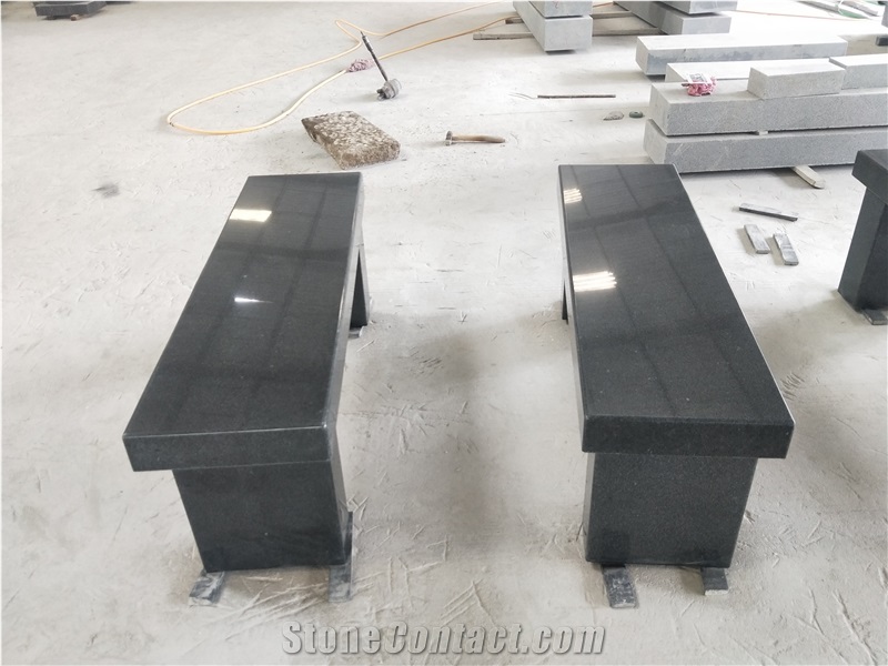 G654 Grey Black Granite Garden Street Bench Chairs