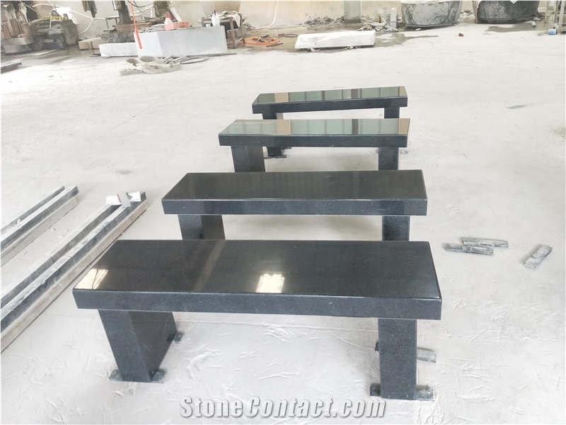 G654 Grey Black Granite Garden Street Bench Chairs