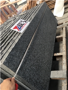 G684 Black Granite Rockcut Natural Split Step Stair