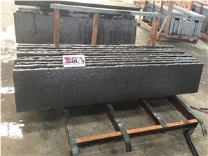 G684 Black Granite Rockcut Natural Split Step Stair