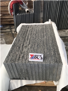 G684 Black Granite Rockcut Natural Split Step Stair