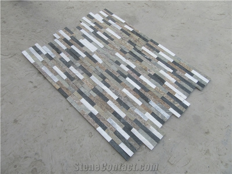 Multicolor Quartzite Split Face Culture Stone Veneer