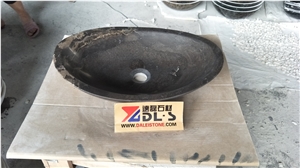 Natural Blue Limestone Honed Oval Sinks Basins