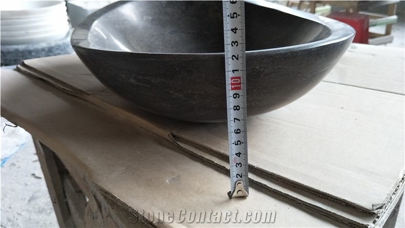 Natural Blue Limestone Honed Oval Sinks Basins