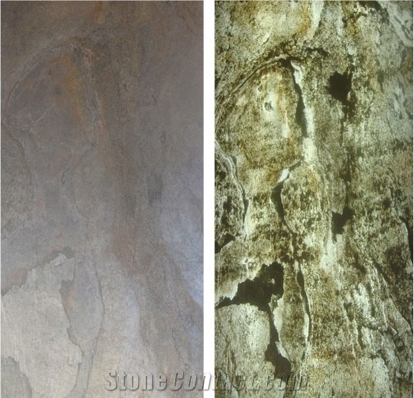 Silver Shine Slate Stone Veneer, Thin Translucent Stone Veneer Sheets