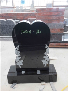 Absolute Black Granite Heart Headstone Monument
