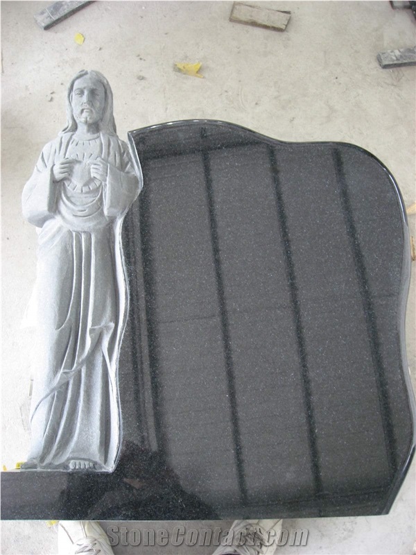 Black Granite Jesus Gravestone Headstone Monument