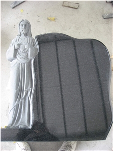 Black Granite Jesus Gravestone Headstone Monument