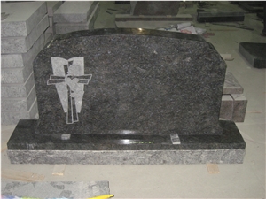 Blue Granite Flower Tombstone Headstone Monument