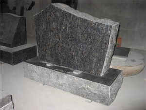 Blue Granite Monument Design Engraved Tombstone