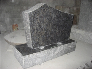 Blue Granite Monument Design Engraved Tombstone