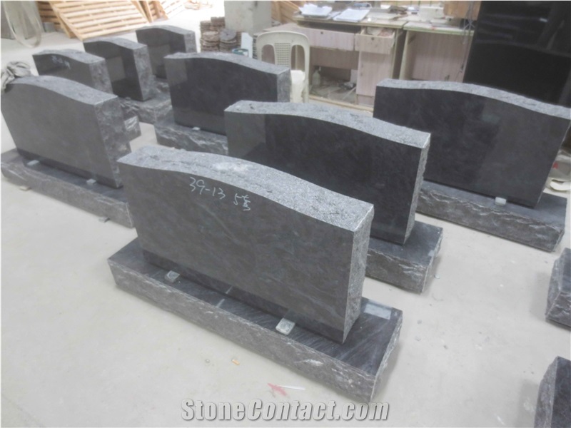 Blue Granite Uprigt Headstones Tombstone Monument
