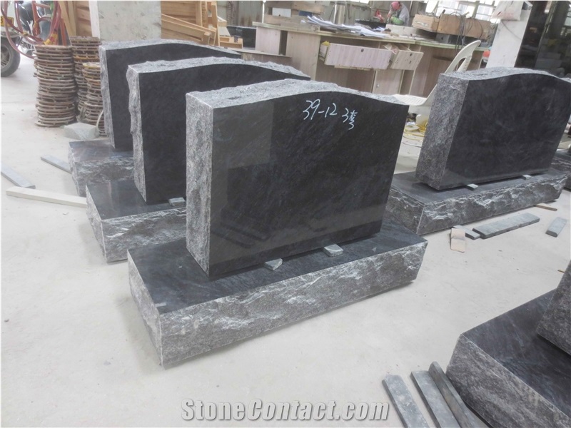 Blue Granite Uprigt Headstones Tombstone Monument