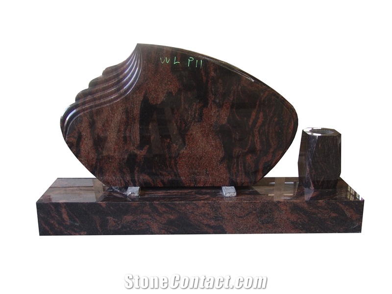 Brown Granite Upright Tombstone Headstone Monument