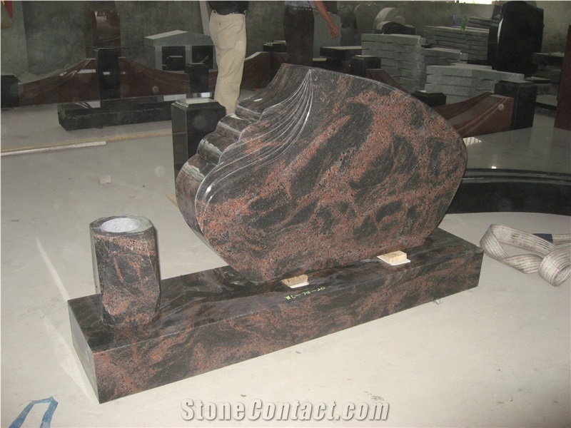 Brown Granite Upright Tombstone Headstone Monument