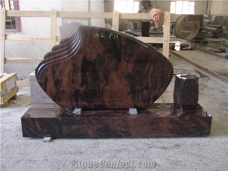 Brown Granite Upright Tombstone Headstone Monument