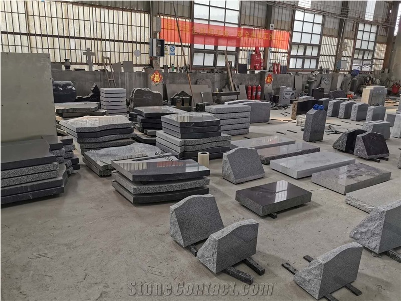G654 Dark Grey Granite Headstone Monument