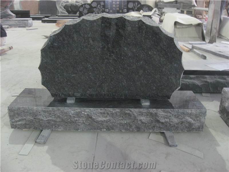 Ice Blue Granite Tombstone Flat Headstone Monument