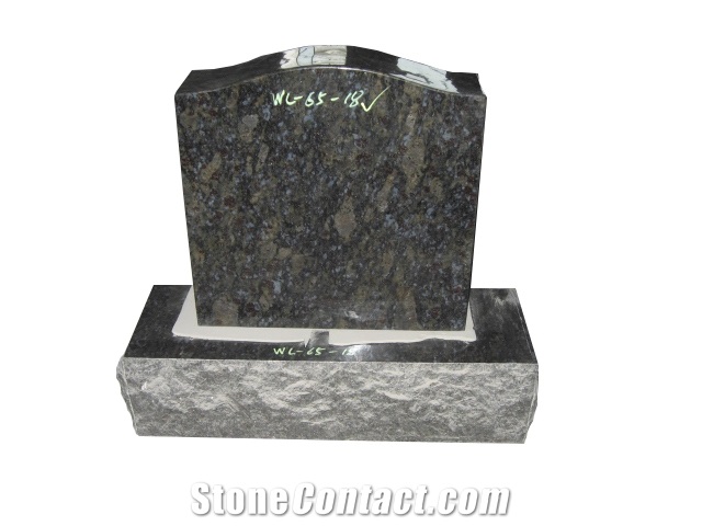 Ice Flower Blue Granite Upright Cemetery Tombstone