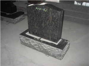 Ice Flower Blue Granite Upright Cemetery Tombstone