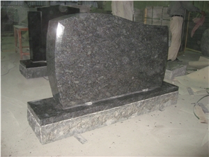 Ice Flower Blue Granite Upright Cemetery Tombstone