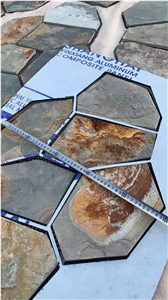 Irregular Gery Thin Slate Flagstone, Paving Stone