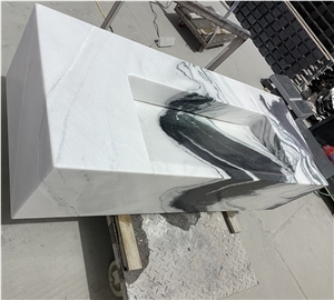 Panda Marble Sink Square Hidden Drainage One Block